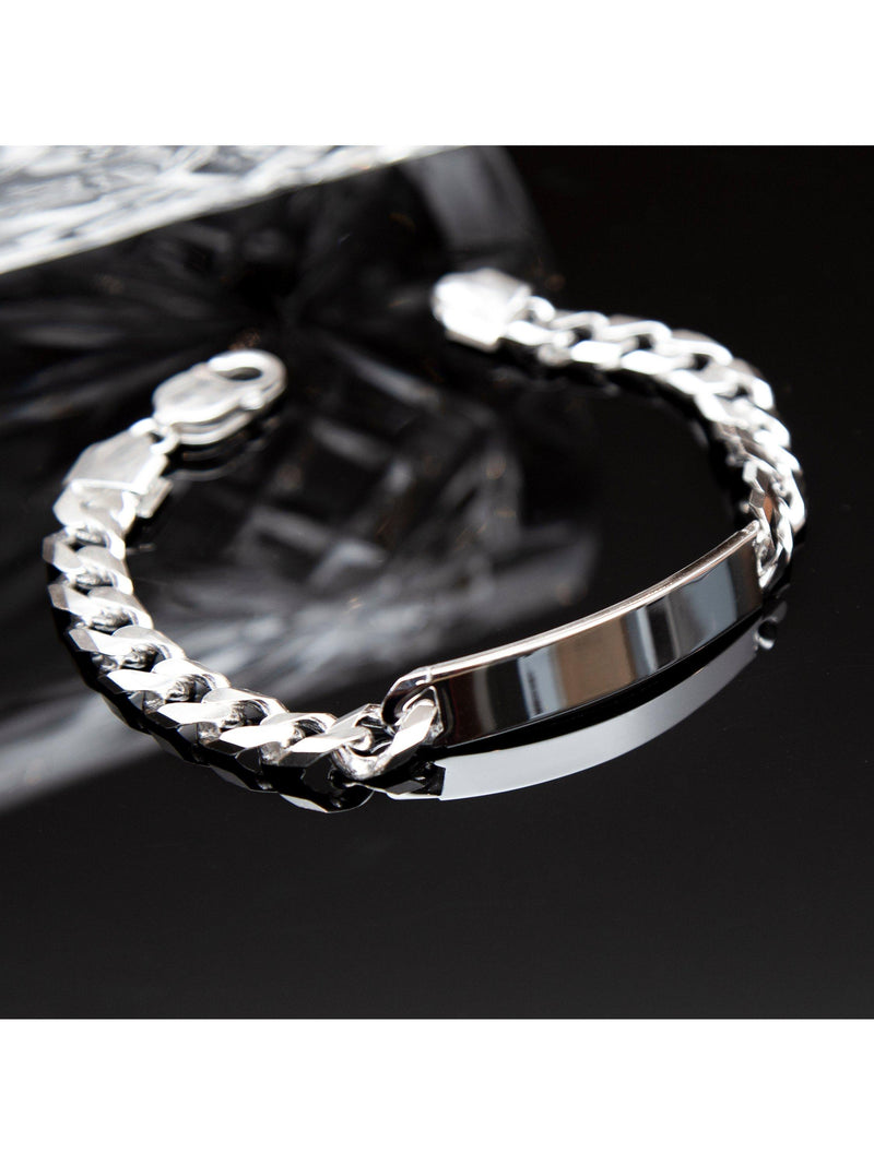 Hoxton London men's silver ID curb chain bracelet - British product