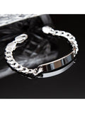 Hoxton London men's silver ID curb chain bracelet - British product