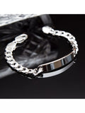 Hoxton London men's silver ID curb chain bracelet - British product