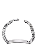 Hoxton London men's oxidised ID curb chain bracelet in sterling silver, imported from the UK