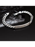 Hoxton London men's oxidised ID curb chain bracelet in sterling silver, imported from the UK