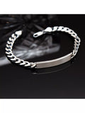 Hoxton London men's oxidised ID curb chain bracelet in sterling silver, imported from the UK