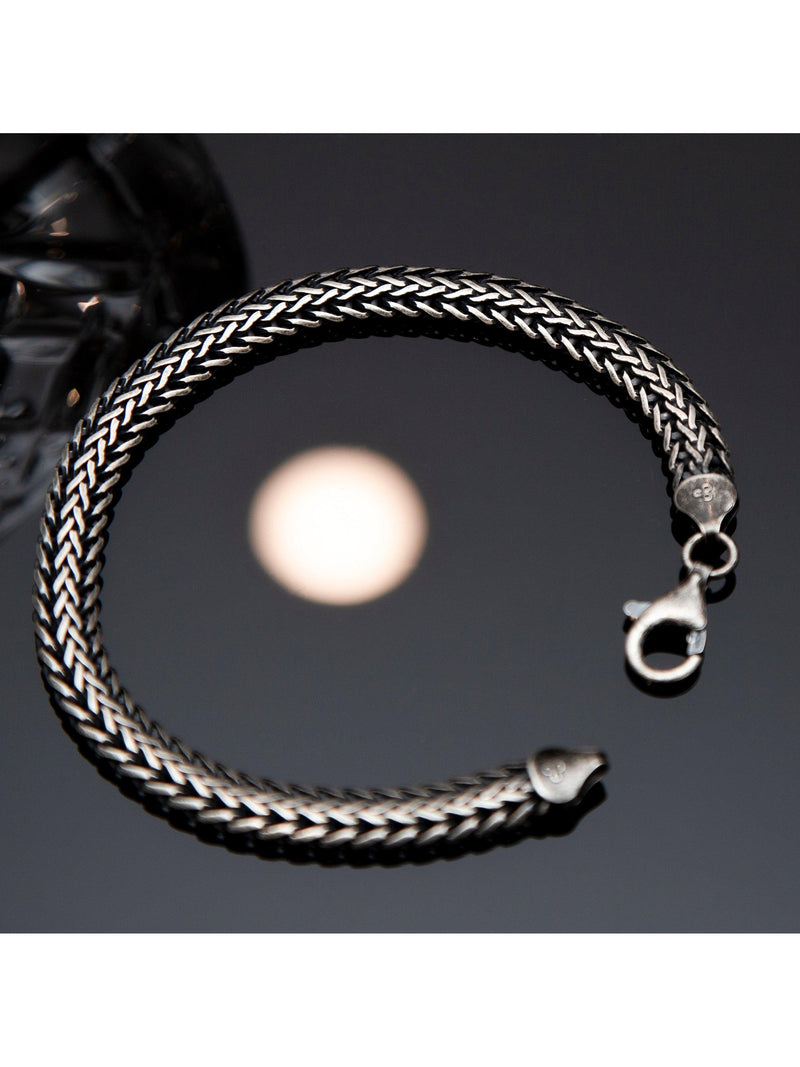 Hoxton London oxidised foxtail bracelet silver, imported from the UK