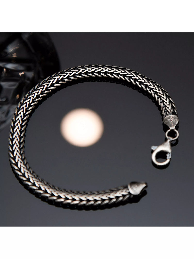 Hoxton London oxidised foxtail bracelet silver, imported from the UK