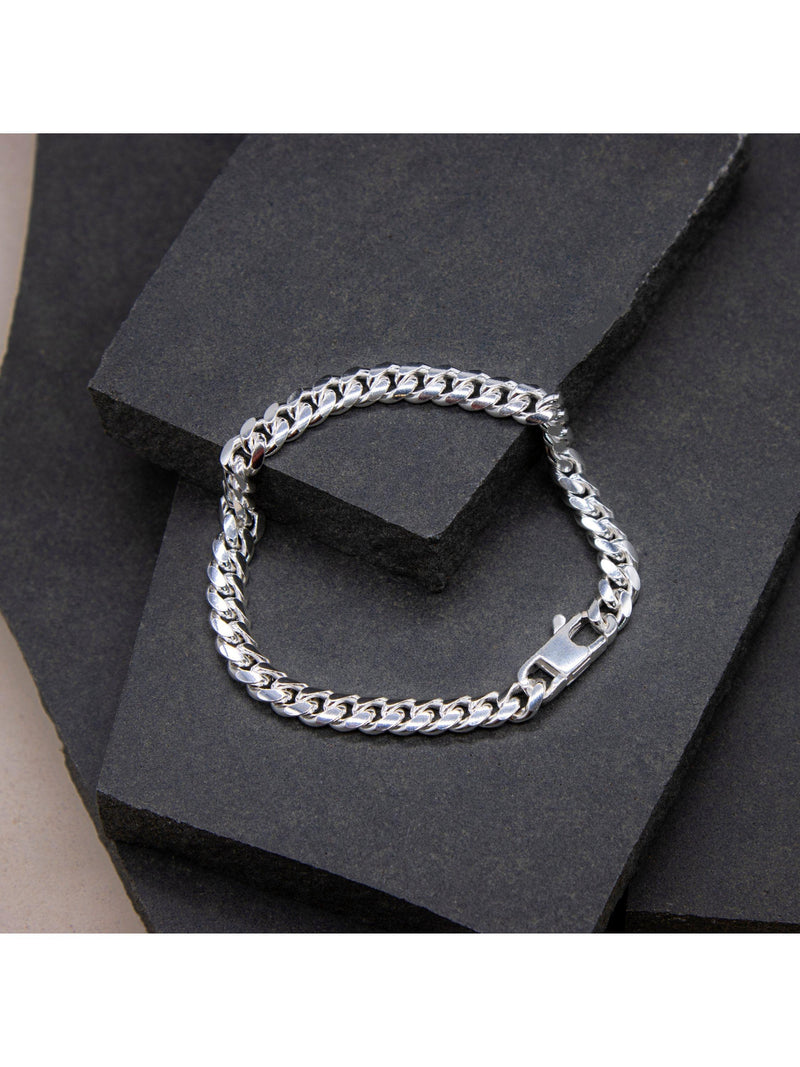 Hoxton London men's rounded Cuban chain bracelet 20cm - British product