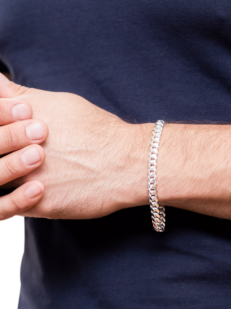 Hoxton London men's rounded Cuban chain bracelet 20cm - British product