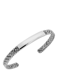 Hoxton London men's herringbone cuff bangle silver - British product