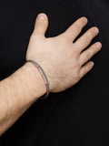 Hoxton London men's herringbone cuff bangle silver - British product