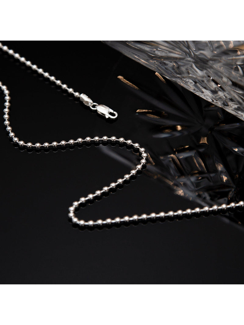 Hoxton London men's silver ball chain necklace, imported from the UK