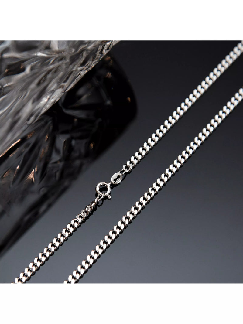 Hoxton London Panza curb chain silver necklace 56cm, imported from the UK