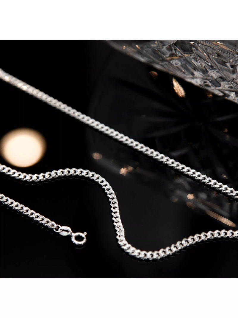 Hoxton London Panza curb chain silver necklace 56cm, imported from the UK