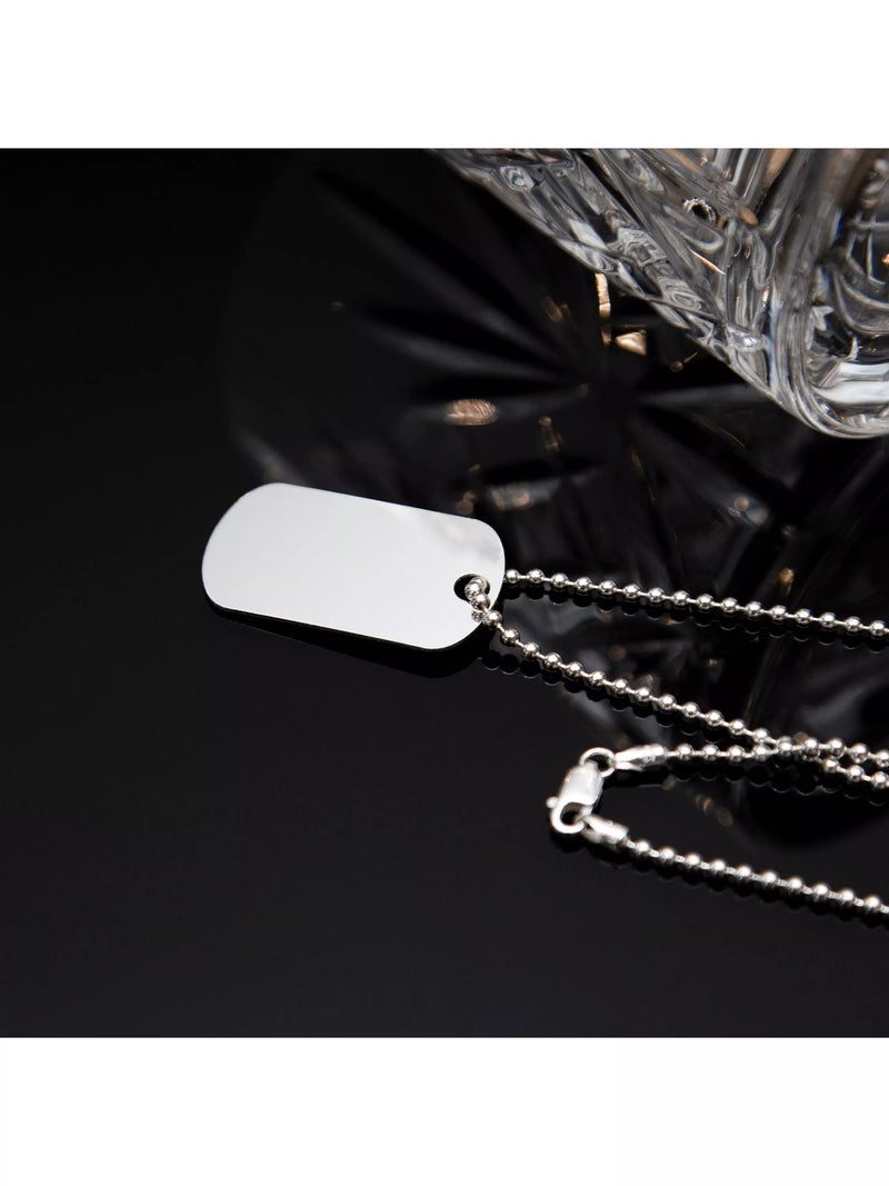 Hoxton London men's dog tag chain necklace silver, imported from the UK