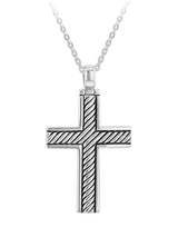 John Lewis Hoxton London Men's Twisted Cross Pendant Necklace, Silver- Buy online at McGrocer