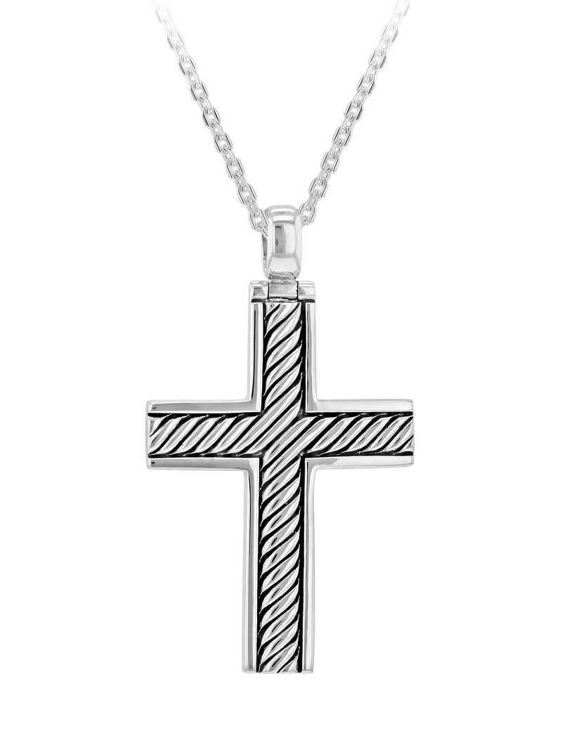 Hoxton London pendant necklace silver twisted cross, imported from the UK