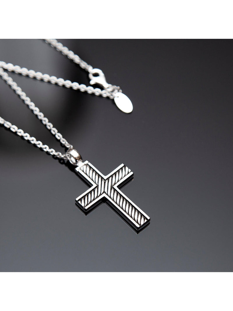 Hoxton London pendant necklace silver twisted cross, imported from the UK