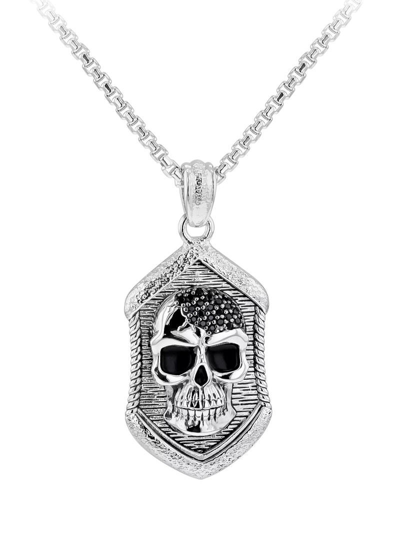 Hoxton London skull pendant necklace silver 56cm chain, imported from the UK
