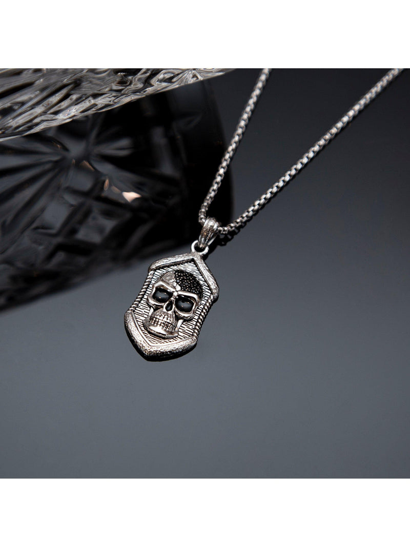 Hoxton London skull pendant necklace silver 56cm chain, imported from the UK