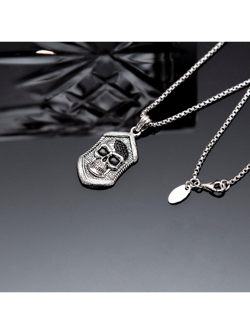 Hoxton London skull pendant necklace silver 56cm chain, imported from the UK