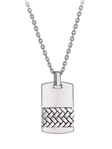 John Lewis Hoxton London Men's Herringbone-Patterned Dog Tag Pendant Necklace in Sterling Silver- Buy online at McGrocer