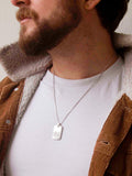 Hoxton London herringbone dog tag pendant sterling silver necklace (British brand)