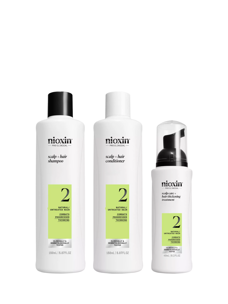 Nioxin Pro Clinical Scalp + Hair Thickening System 2 Trial Kit for Natural Hair with Progressed Thinning