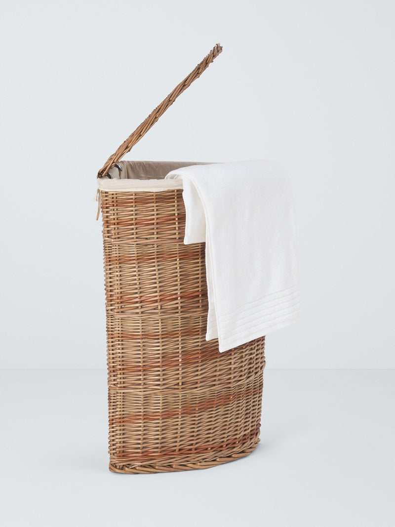 John Lewis wicker laundry basket with liner, corner design - British brand