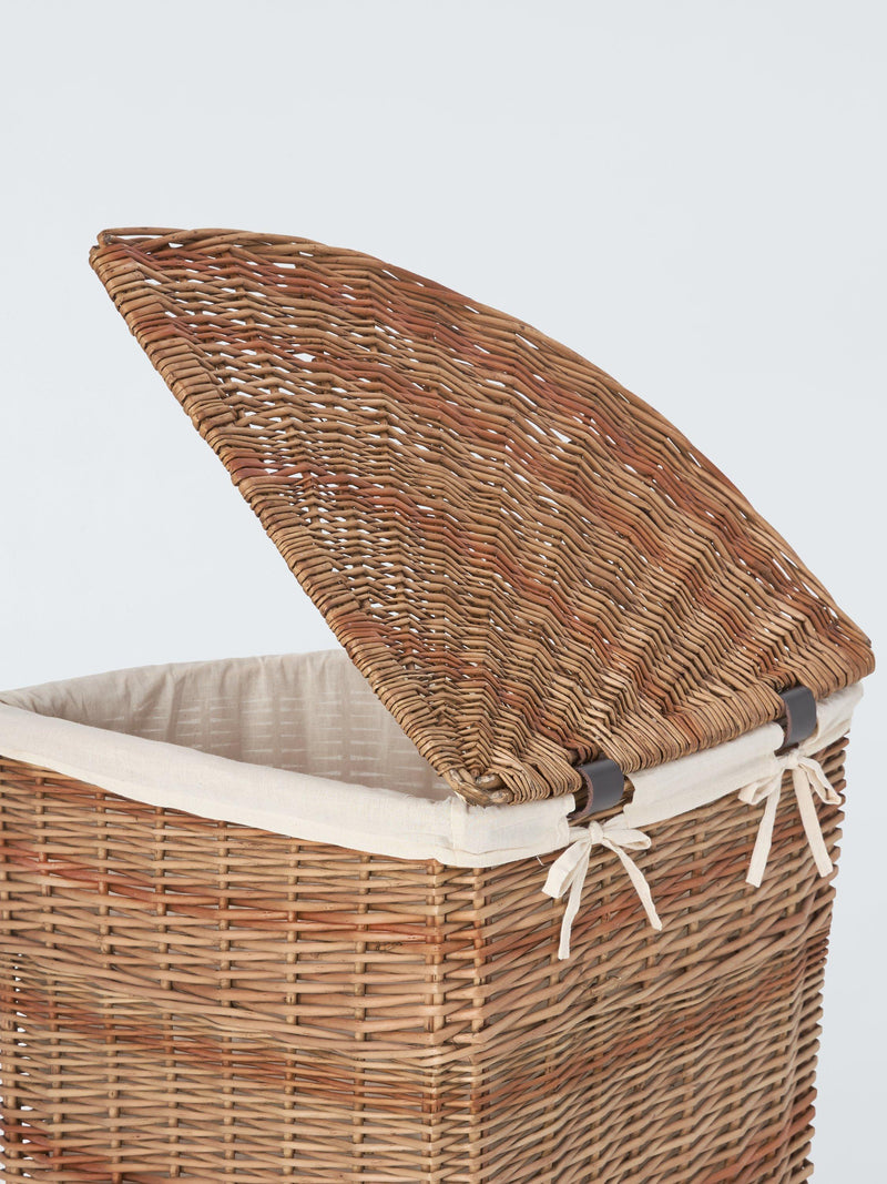 John Lewis wicker laundry basket with liner, corner design - British brand