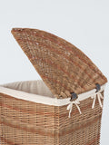 John Lewis wicker laundry basket with liner, corner design - British brand