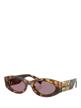 John Lewis Miu Miu MU11WS Women's Oval Sunglasses Honey Havana/Purple 54-21-135mm- Buy online at McGrocer