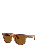 John Lewis Ray-Ban RBR0502S Unisex Polarised Square Sunglasses Striped Havana 50mm- Buy online at McGrocer
