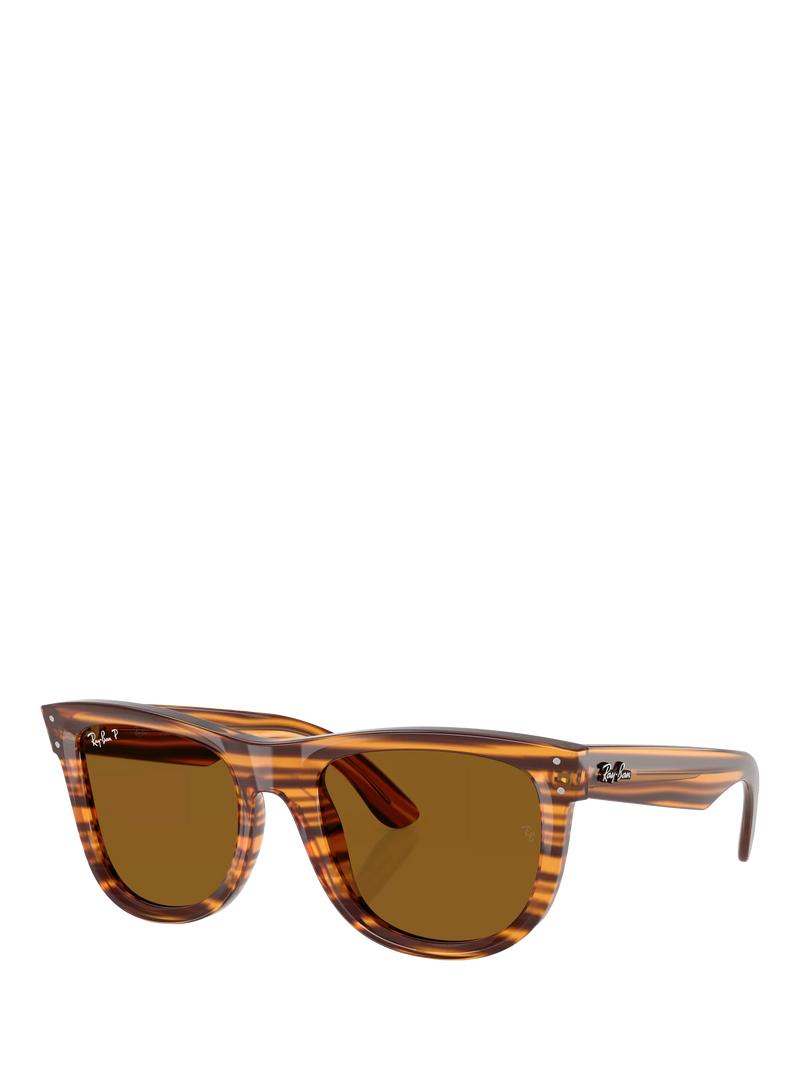 Ray-Ban square polarised sunglasses striped Havana 50mm, imported from the UK
