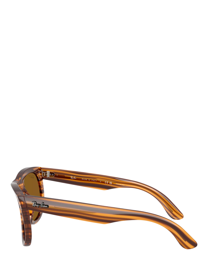 Ray-Ban square polarised sunglasses striped Havana 50mm, imported from the UK