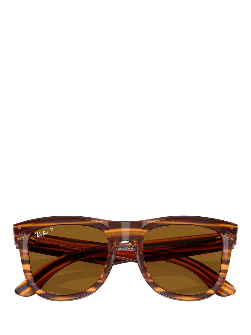 Ray-Ban square polarised sunglasses striped Havana 50mm, imported from the UK