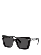 John Lewis Swarovski 0SK6032 Square Sunglasses Black- Buy online at McGrocer