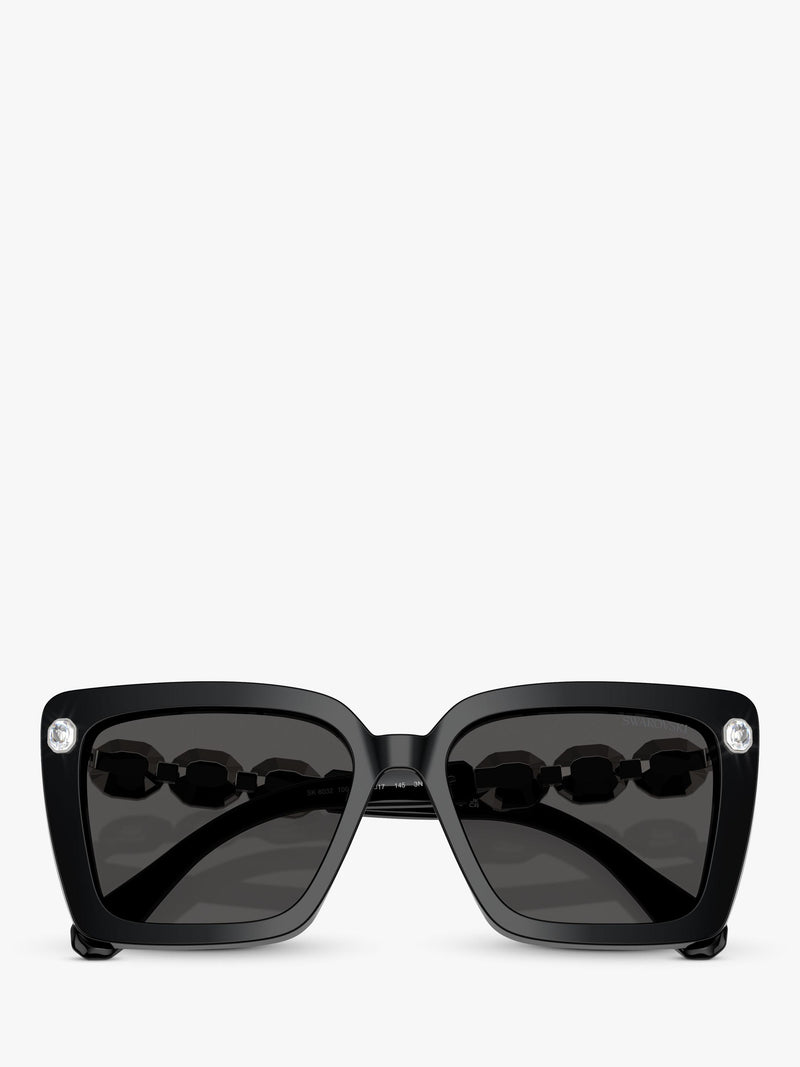 Swarovski square sunglasses black acetate frame, UK version