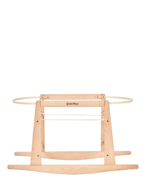 Natural Solid Beechwood Rocking Moses Basket Stand with Safety Bars