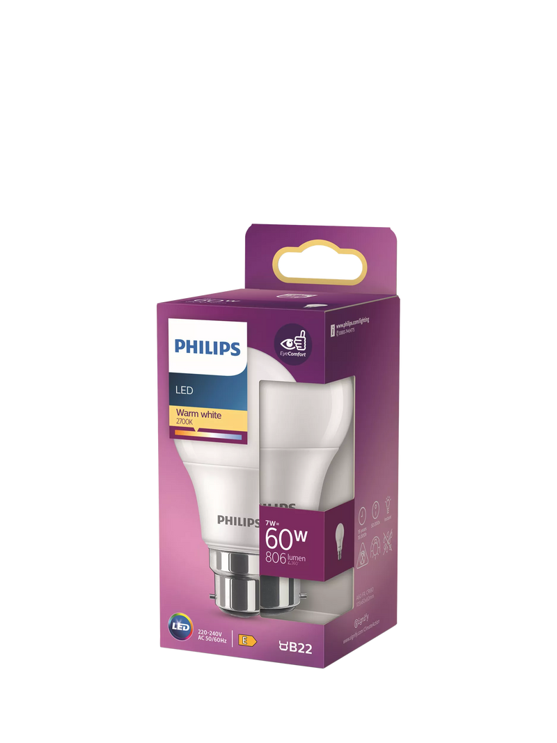 Philips 7W B22 frosted LED light bulb - British product