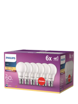 John Lewis Philips 60W A60 B22 LED Non-Dimmable Classic Bulb (Pack of 6)- Buy online at McGrocer