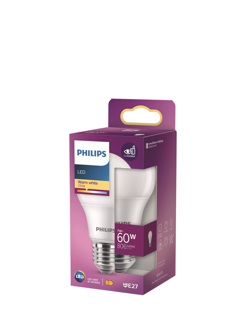 Philips LED light bulb 60W non-dimmable frosted E27 - British product