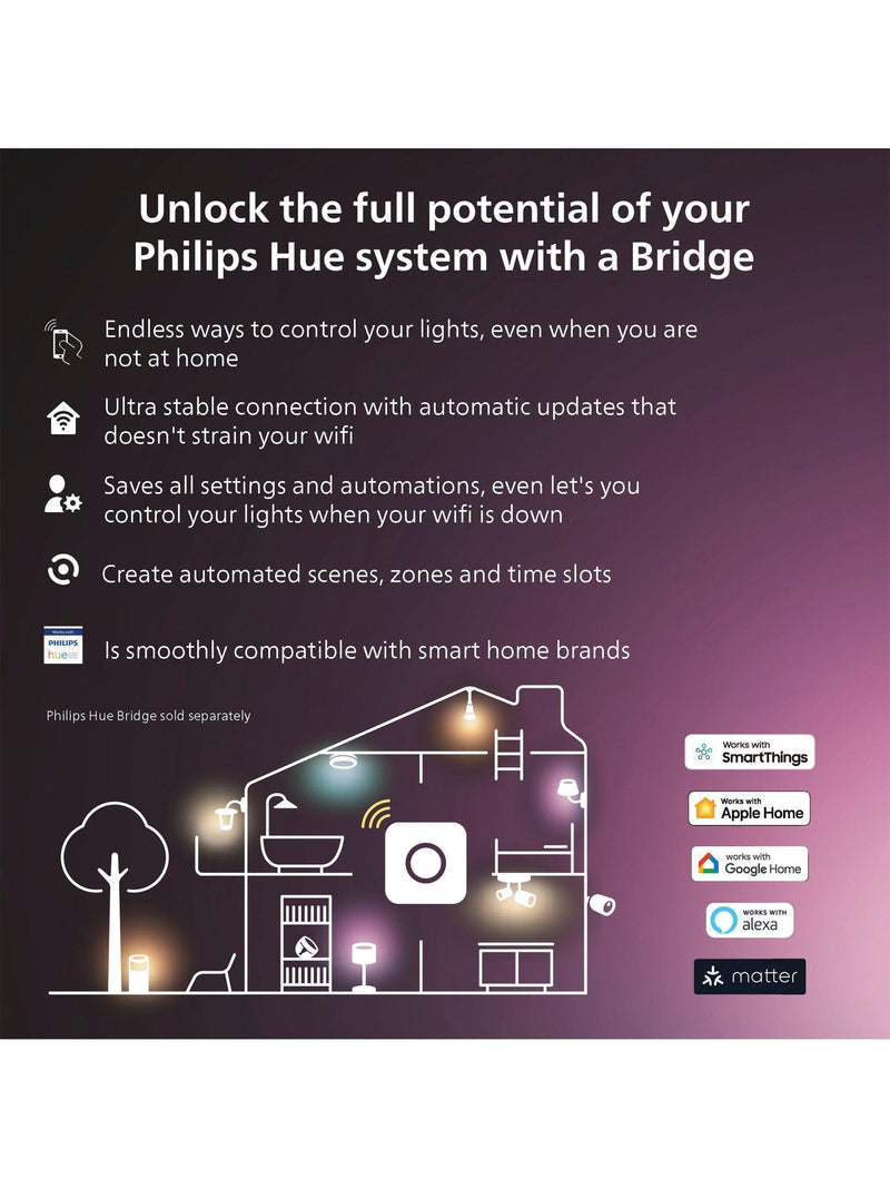 Philips Hue smart bedside lamp white, UK version