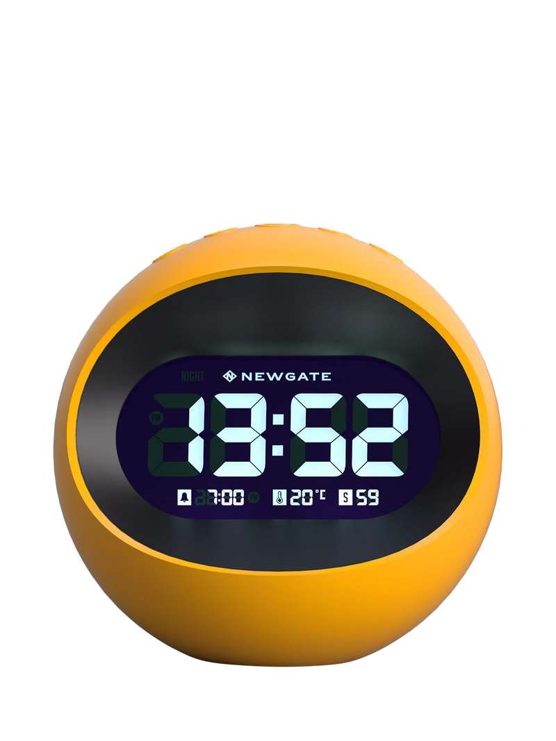 Newgate Clocks Centre of the Earth LCD alarm clock spherical yellow, UK version