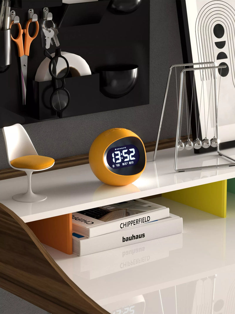 Newgate Clocks Centre of the Earth LCD alarm clock spherical yellow, UK version