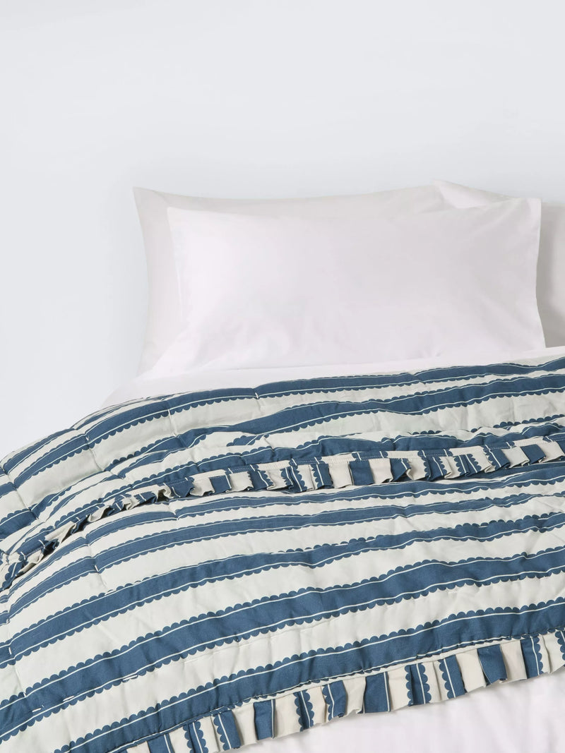 John Lewis Sanderson Pinetum quilted frilled bedspread 200x220cm - British product