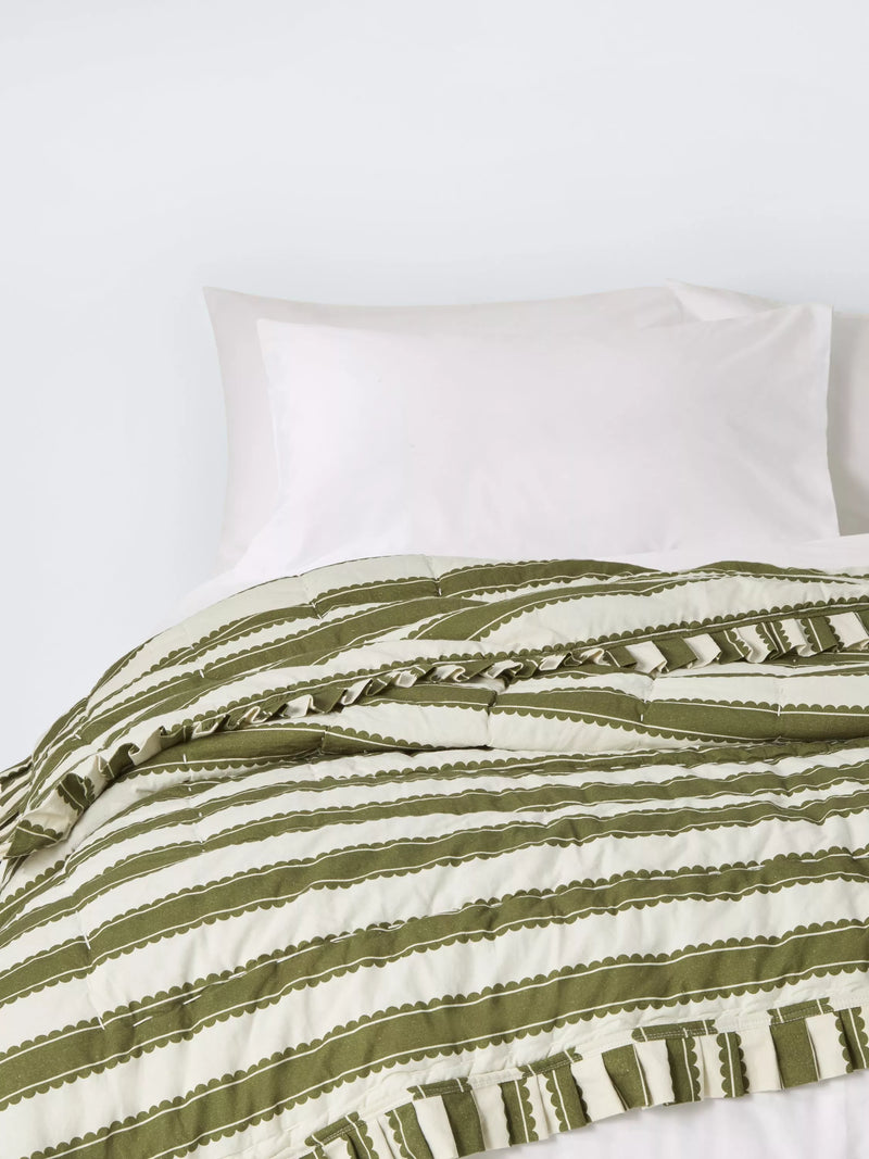 John Lewis x Sanderson Pinetum Quilted Frilled Bedspread 200 x 220cm