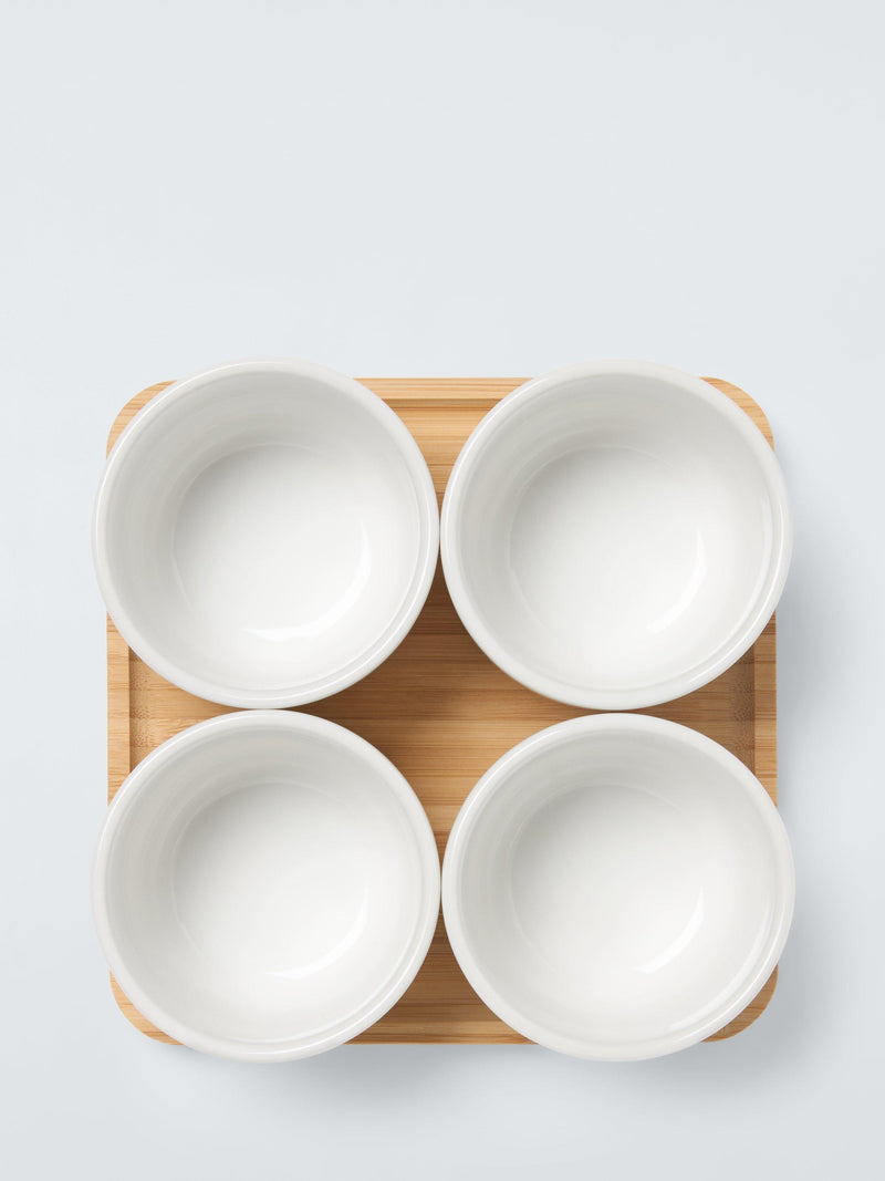 BIA stoneware snack bowls with bamboo tray set of 4, UK version