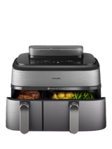 John Lewis Philips 5000 Series Dual Basket Steam Air Fryer, 9L, Brushed Steel- Buy online at McGrocer