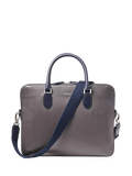 Aspinal of London Leather Slim Briefcase, Grey/Navy