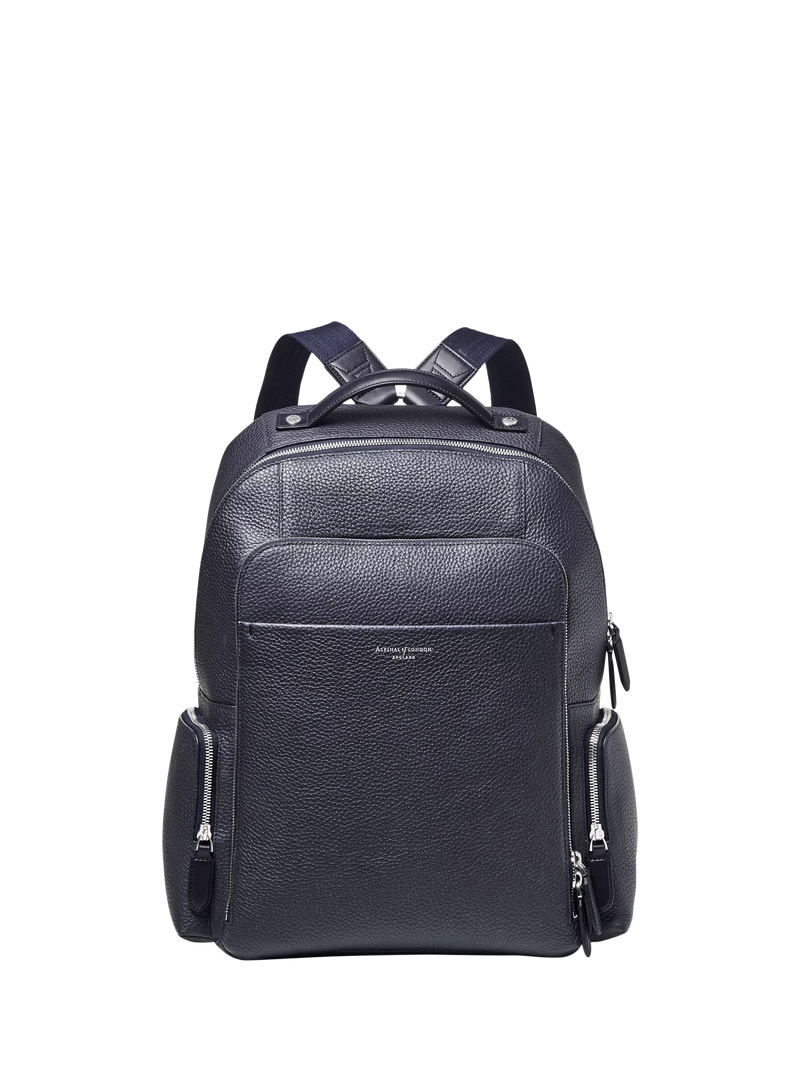 Aspinal of London leather backpack in navy (British brand)