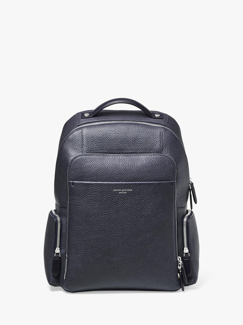 Aspinal of London leather backpack in navy (British brand)