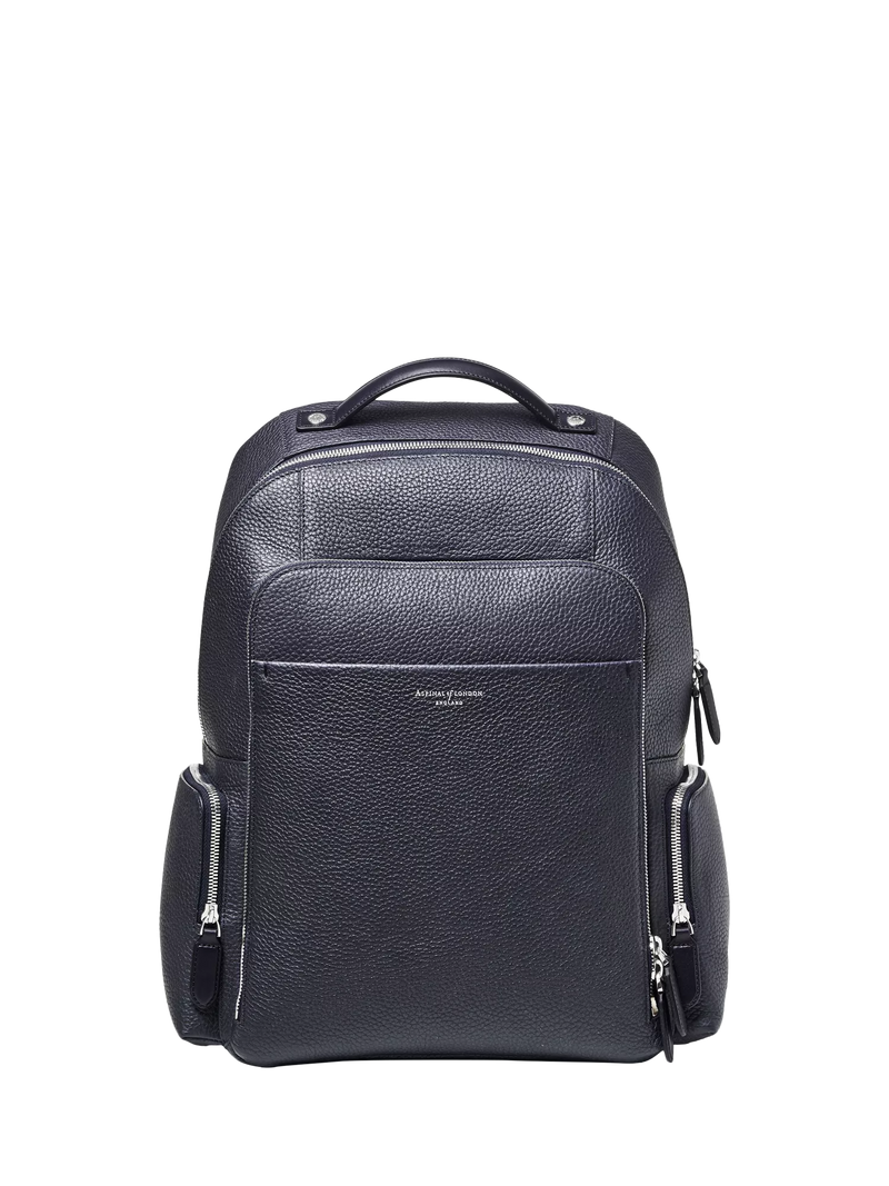 Aspinal of London leather backpack in navy (British brand)